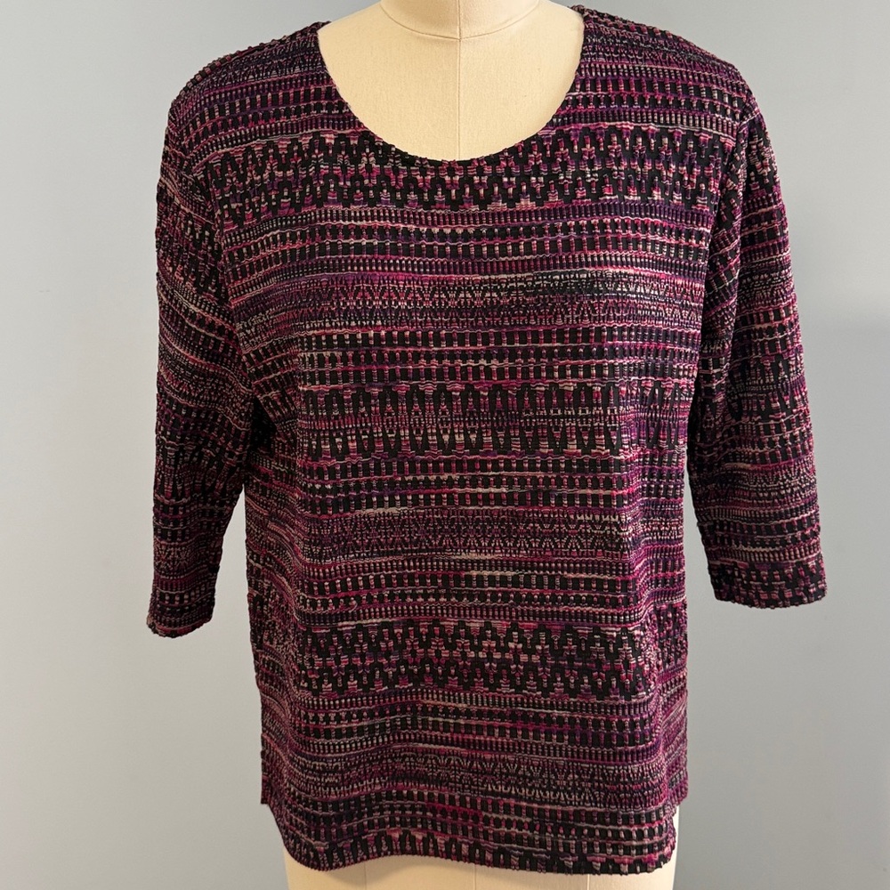 Bon Worth Pink and Black Patterned Tunic Top SZSP